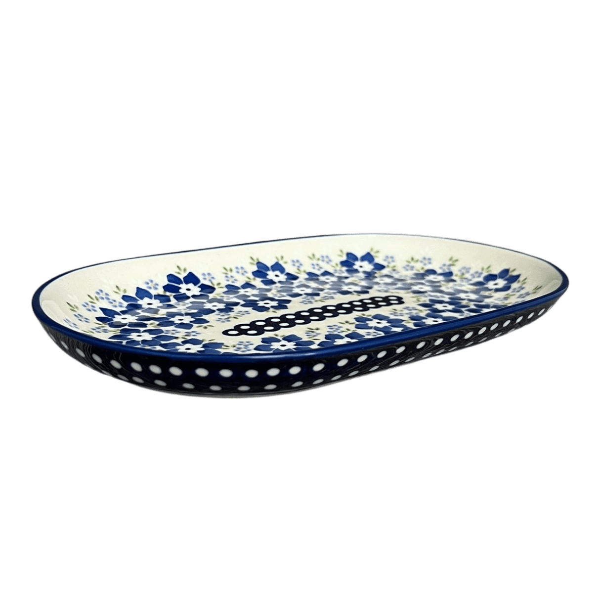 Plate, Oval, 6" x 9" in "Forget Me Not Bouquet" by Manufaktura | P097S-PS28