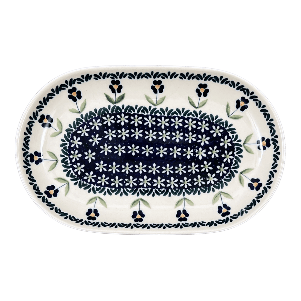 Plate, Oval, 6" x 9" in "Forget Me Not" by Manufaktura | P097T-ASS