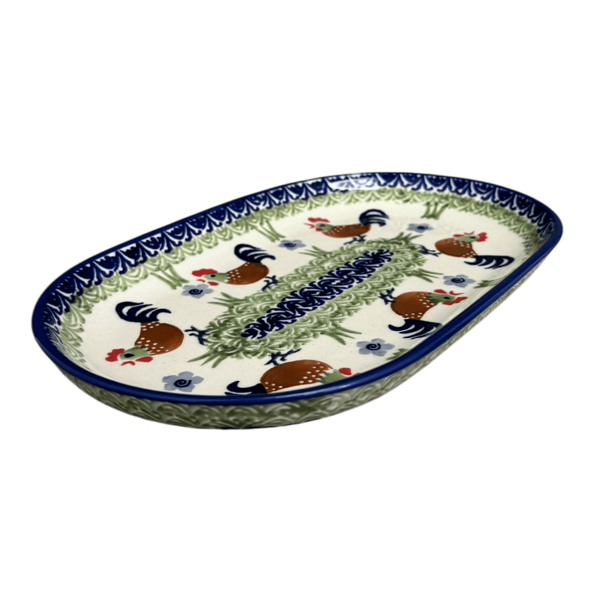 Plate, Oval, 6" x 9" in "Chicken Dance" by Manufaktura | P097U-P320