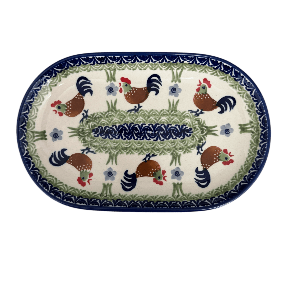 Plate, Oval, 6" x 9" in "Chicken Dance" by Manufaktura | P097U-P320