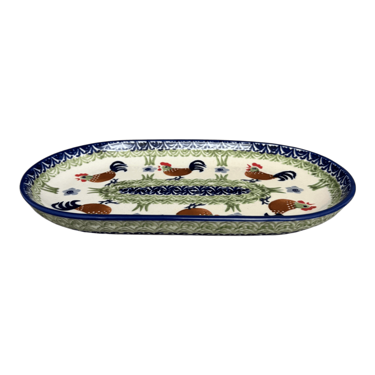 Plate, Oval, 6" x 9" in "Chicken Dance" by Manufaktura | P097U-P320