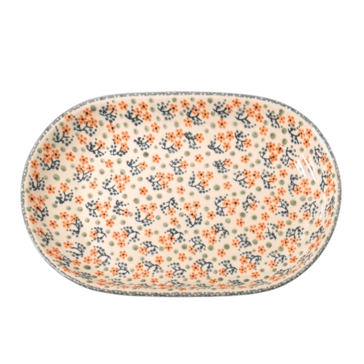 Plate, Roaster, Oval, 7"x11" in "Peach Blossoms" by Manufaktura | P099S-AS46