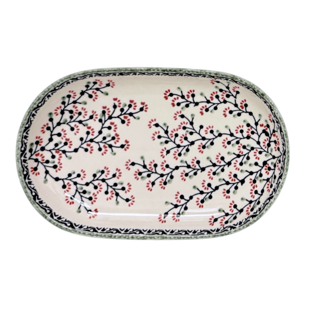 Plate, Roaster, Oval, 7"x11" in "Cherry Blossoms" by Manufaktura | P099S-DPGJ