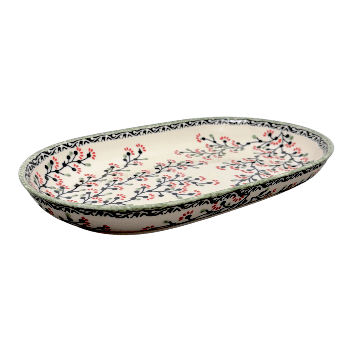 Plate, Roaster, Oval, 7"x11" in "Cherry Blossoms" by Manufaktura | P099S-DPGJ