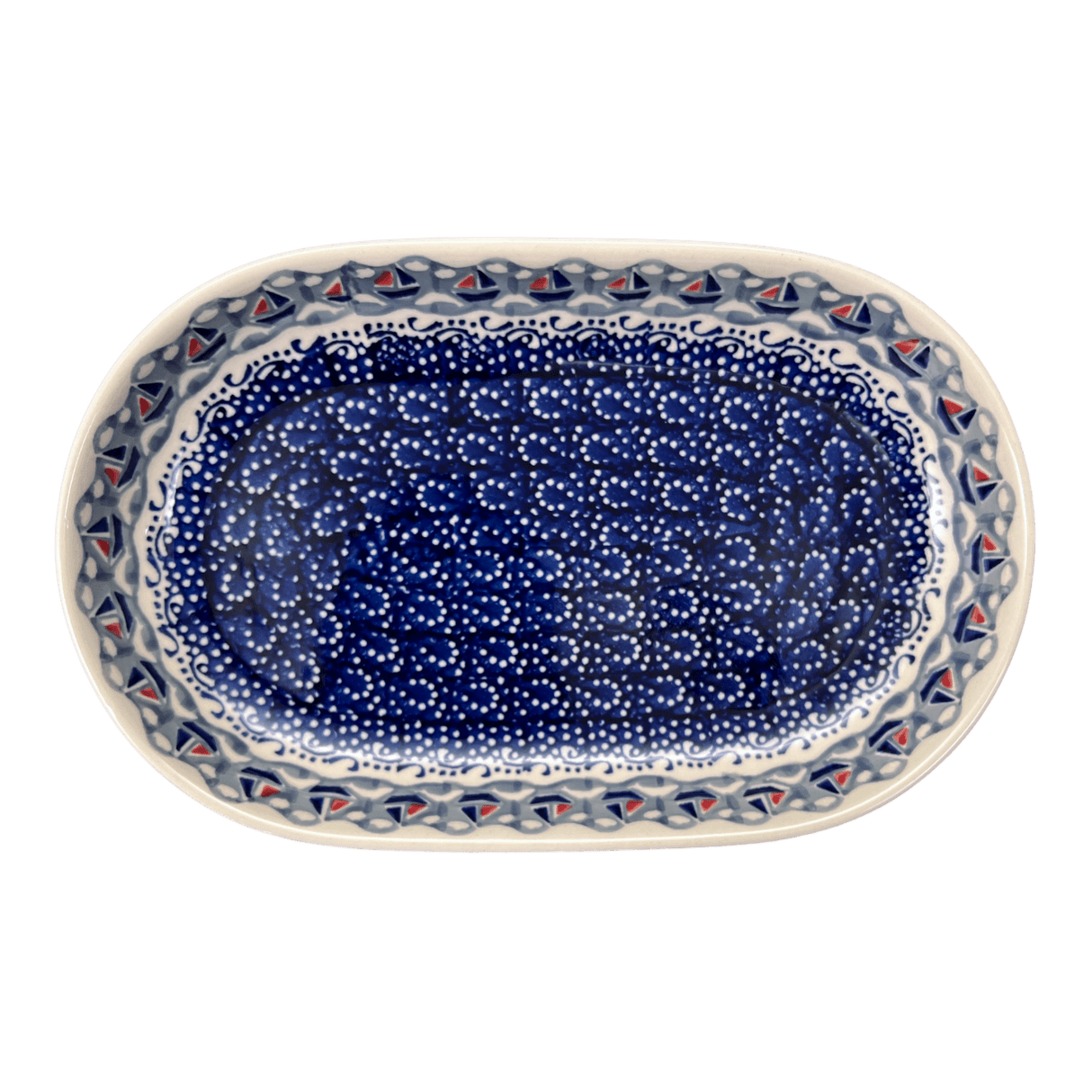Plate, Roaster, Oval, 7"x11" in "Smooth Sailing" by Manufaktura | P099T-DPMA