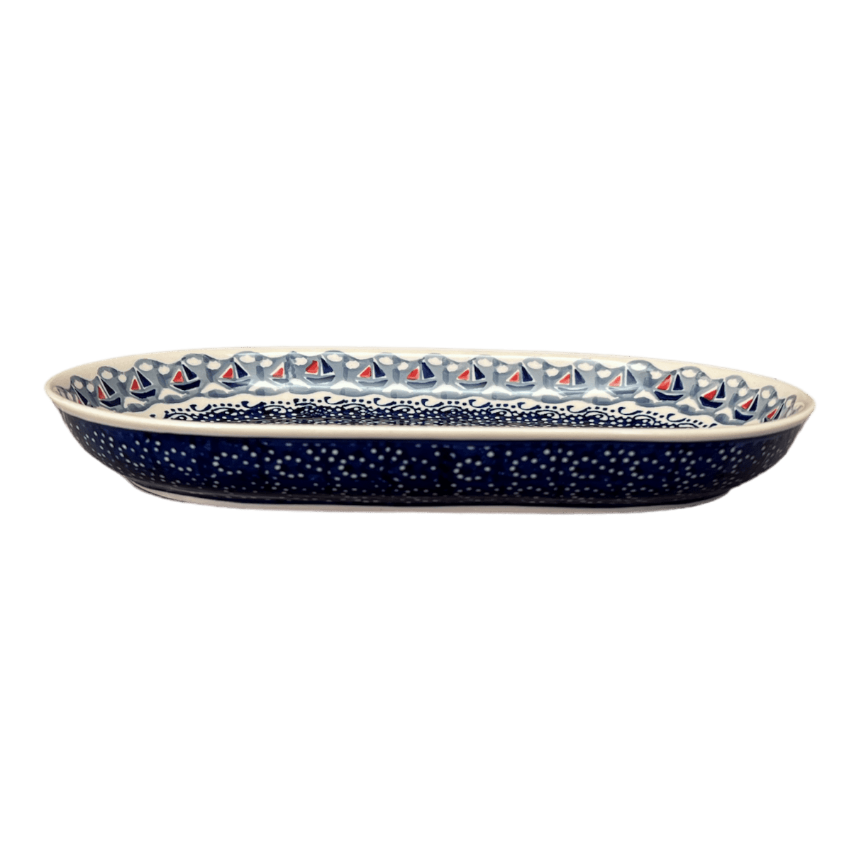 Plate, Roaster, Oval, 7"x11" in "Smooth Sailing" by Manufaktura | P099T-DPMA