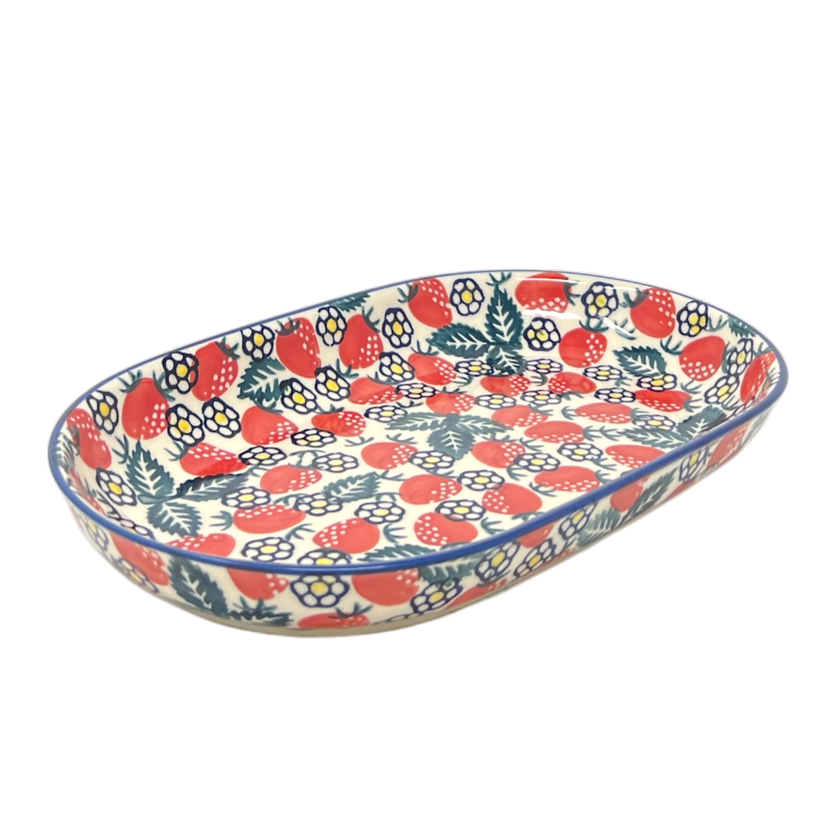 Plate, Roaster, Oval, 7"x11" in "Strawberry Fields" by Manufaktura | P099U-AS59