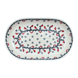 Platter, Oval, 8" x 13" in "Red Bird" by Manufaktura | P101T-GILE