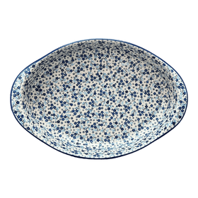 Polish Pottery Large Oval Baker (Scattered Blues) | P102S-AS45 Additional Image at PolishPotteryOutlet.com