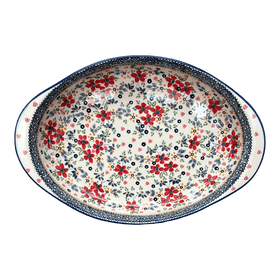 Polish Pottery Large Oval Baker (Ruby Bouquet) | P102S-DPCS Additional Image at PolishPotteryOutlet.com