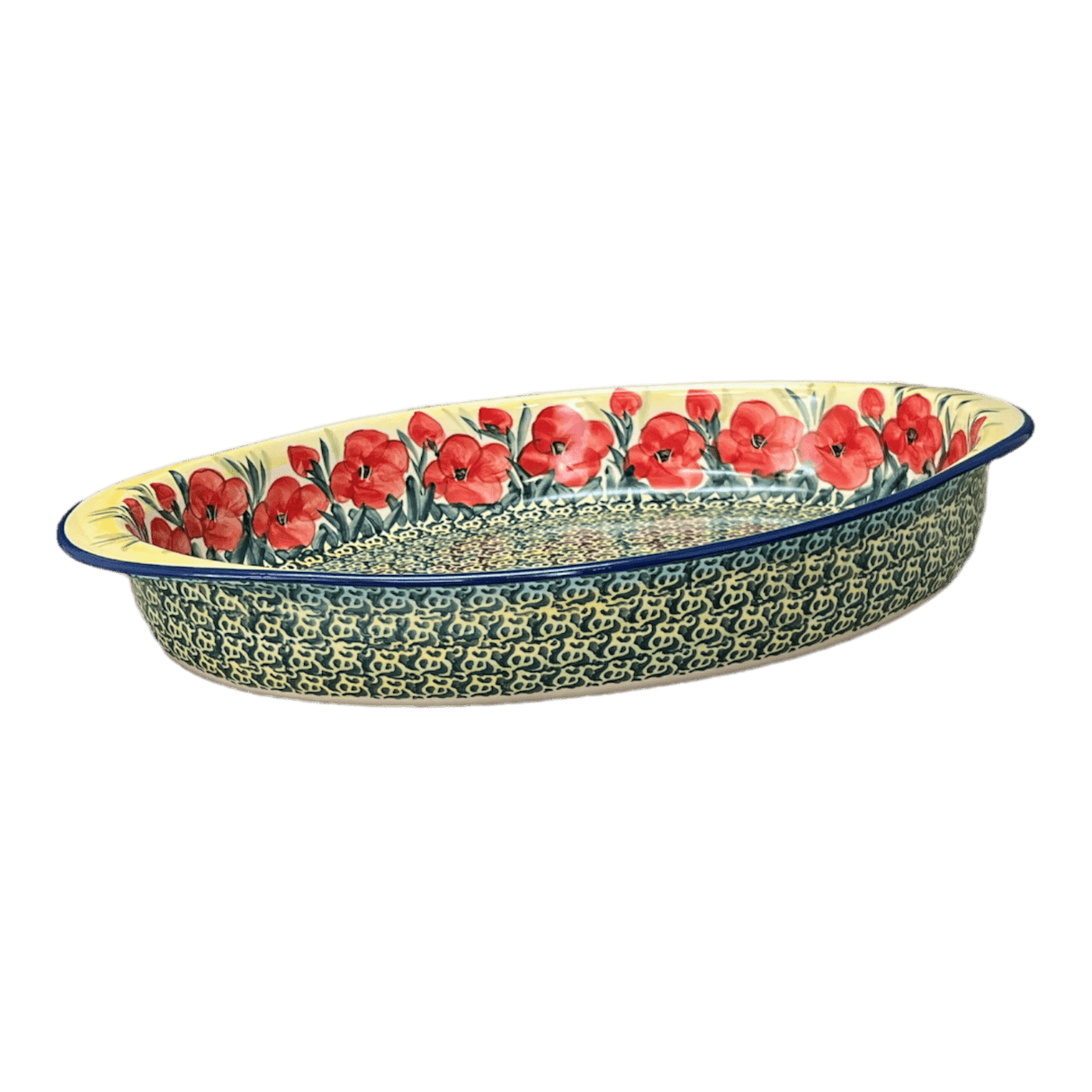 Baker, Oval, Large 10.25" x 15.5" in "Poppies in Bloom" by Manufaktura | P102S-JZ34