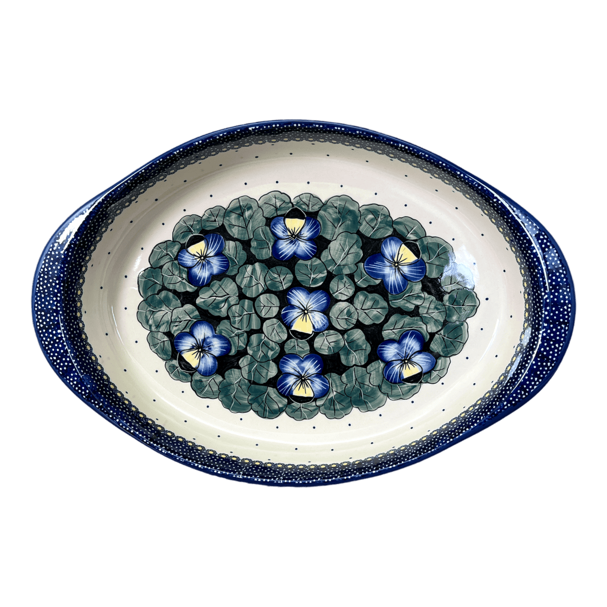 Baker, Oval, Large 10.25" x 15.5" in "Pansies" by Manufaktura | P102S-JZB