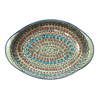 A picture of a Polish Pottery Large Oval Baker (Amsterdam) | P102S-LK as shown at PolishPotteryOutlet.com/products/15-25-x-10-25-oval-baker-amsterdam-p102s-lk