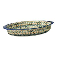 A picture of a Polish Pottery Large Oval Baker (Perennial Garden) | P102S-LM as shown at PolishPotteryOutlet.com/products/15-25-x-10-25-oval-baker-perennial-garden-p102s-lm