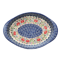 A picture of a Polish Pottery Large Oval Baker (Floral Fantasy) | P102S-P260 as shown at PolishPotteryOutlet.com/products/15-25-x-10-25-oval-baker-floral-fantasy-p102s-p260