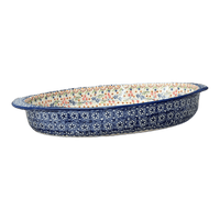 A picture of a Polish Pottery Large Oval Baker (Wildflower Delight) | P102S-P273 as shown at PolishPotteryOutlet.com/products/15-25-x-10-25-oval-baker-wildflower-delight-p102s-p273