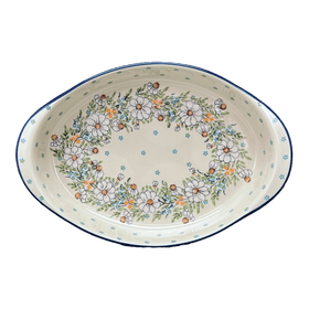 Polish Pottery Large Oval Baker (Daisy Bouquet) | P102S-TAB3 Additional Image at PolishPotteryOutlet.com