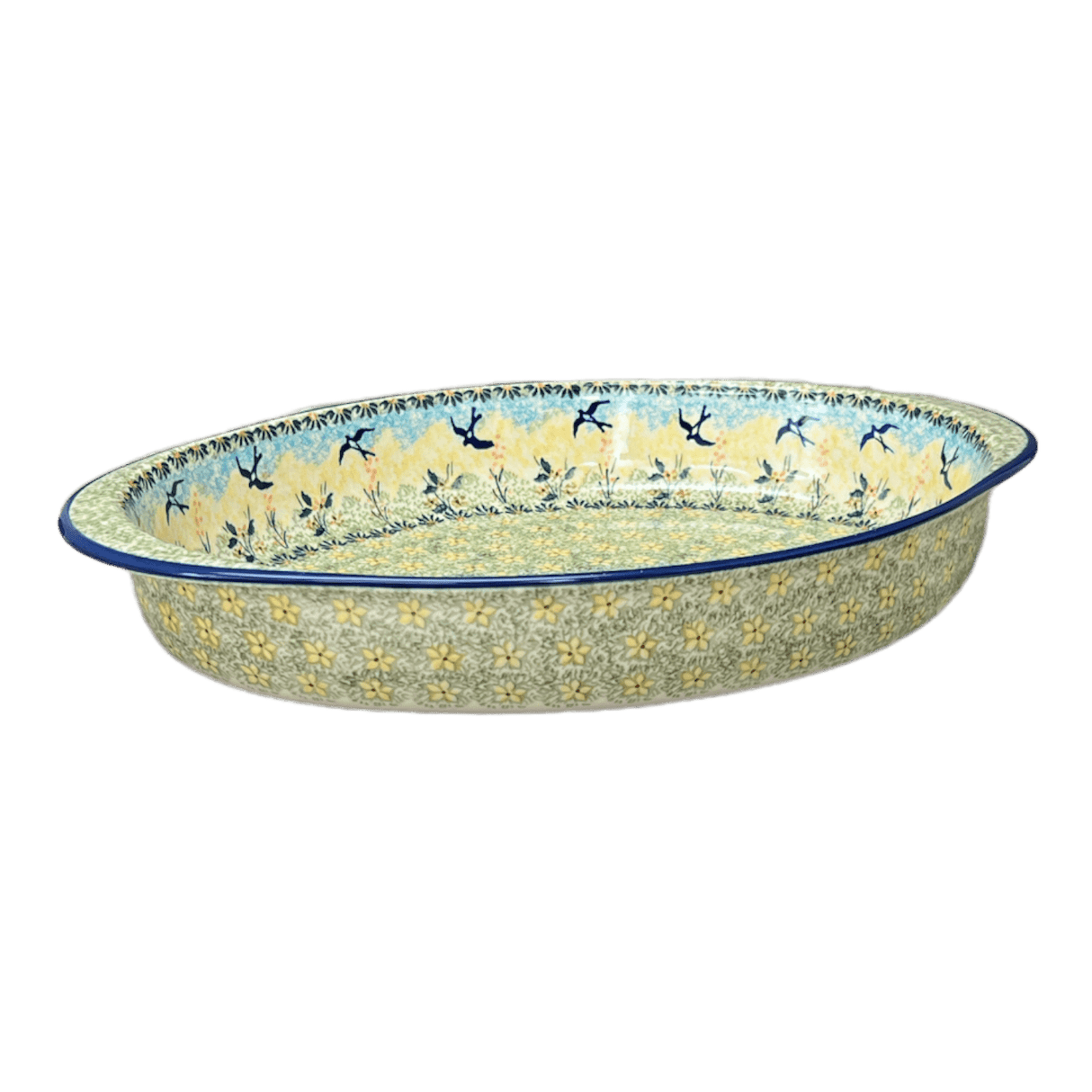 Baker, Oval, Large 10.25" x 15.5" in "Soaring Swallows" by Manufaktura | P102S-WK57