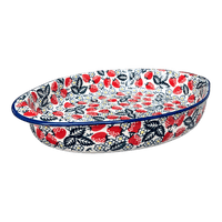 A picture of a Polish Pottery Large Oval Baker (Strawberry Fields) | P102U-AS59 as shown at PolishPotteryOutlet.com/products/15-25-x-10-25-oval-baker-strawberry-fields-p102u-as59