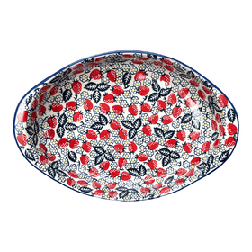Polish Pottery Large Oval Baker (Strawberry Fields) | P102U-AS59 Additional Image at PolishPotteryOutlet.com