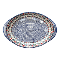 A picture of a Polish Pottery Large Oval Baker (Scandinavian Scarlet) | P102U-P295 as shown at PolishPotteryOutlet.com/products/15-25-x-10-25-oval-baker-scandinavian-scarlet-p102s-p295