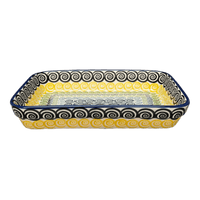 A picture of a Polish Pottery Rectangular Baker (Hypnotic Night) | P103M-CZZC as shown at PolishPotteryOutlet.com/products/rectangular-baker-hypnotic-night-p103m-czzc