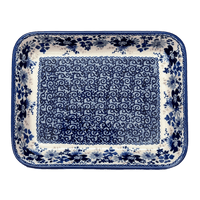 A picture of a Polish Pottery 8"x10" Rectangular Baker (Blue Life) | P103S-EO39 as shown at PolishPotteryOutlet.com/products/8-x-10-rectangular-baker-blue-life-p103s-eo39