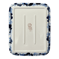 A picture of a Polish Pottery 8"x10" Rectangular Baker (Blue Butterfly) | P103U-AS58 as shown at PolishPotteryOutlet.com/products/8x10-rectangular-baker-blue-butterfly-p103u-as58