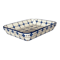A picture of a Polish Pottery 8"x10" Rectangular Baker (Diamond Quilt) | P103U-AS67 as shown at PolishPotteryOutlet.com/products/8x10-rectangular-baker-diamond-quilt-p103u-as67