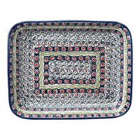 A picture of a Polish Pottery 8"x10" Rectangular Baker (Daisy Rings) | P103U-GP13 as shown at PolishPotteryOutlet.com/products/8x10-rectangular-baker-daisy-rings-p103u-gp13