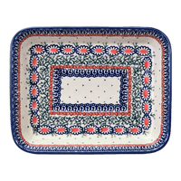 A picture of a Polish Pottery 8"x10" Rectangular Baker (Daisy Chain) | P103U-ST as shown at PolishPotteryOutlet.com/products/rectangular-baker-daisy-chain-p103u-st