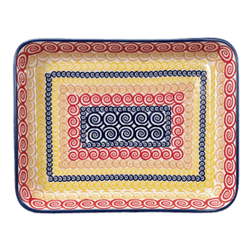 Polish Pottery 9"x11" Rectangular Baker (Psychedelic Swirl) | P104M-CMZK Additional Image at PolishPotteryOutlet.com