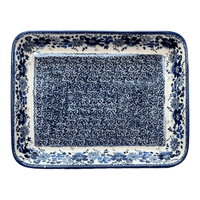 A picture of a Polish Pottery 9"x11" Rectangular Baker (Blue Life) | P104S-EO39 as shown at PolishPotteryOutlet.com/products/9-x-11-rectangular-baker-blue-life-p104s-eo39