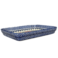 A picture of a Polish Pottery 9"x11" Rectangular Baker (Floral Fantasy) | P104S-P260 as shown at PolishPotteryOutlet.com/products/9-x-11-rectangular-baker-floral-fantasy-p104s-p260