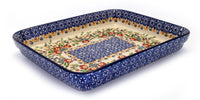 A picture of a Polish Pottery 9"x11" Rectangular Baker (Poppy Persuasion) | P104S-P265 as shown at PolishPotteryOutlet.com/products/9-x-11-rectangular-baker-poppy-persuasion-p104s-p265