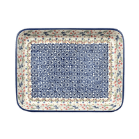 A picture of a Polish Pottery 9"x11" Rectangular Baker (Wildflower Delight) | P104S-P273 as shown at PolishPotteryOutlet.com/products/9-x-11-rectangular-baker-wildflower-delight-p104s-p273