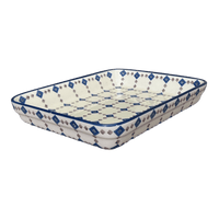 A picture of a Polish Pottery 9"x11" Rectangular Baker (Diamond Quilt) | P104U-AS67 as shown at PolishPotteryOutlet.com/products/9x11-rectangular-baker-diamond-quilt-p104u-as67