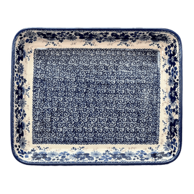 Polish Pottery 10" x 13" Rectangular Baker (Blue Life) | P105S-EO39 Additional Image at PolishPotteryOutlet.com