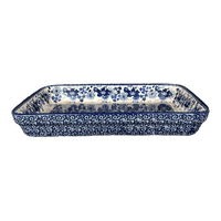 A picture of a Polish Pottery 10" x 13" Rectangular Baker (Blue Life) | P105S-EO39 as shown at PolishPotteryOutlet.com/products/10-x-13-rectangular-baker-blue-life-p105s-eo39