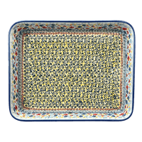 A picture of a Polish Pottery 10" x 13" Rectangular Baker (Sunlit Wildflowers) | P105S-WK77 as shown at PolishPotteryOutlet.com/products/10-x-13-rectangular-baker-sunlit-wildflowers-p105s-wk77