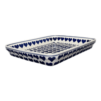 A picture of a Polish Pottery 10" x 13" Rectangular Baker (Whole Hearted) | P105T-SEDU as shown at PolishPotteryOutlet.com/products/10-x-13-rectangular-baker-whole-hearted-p105t-sedu