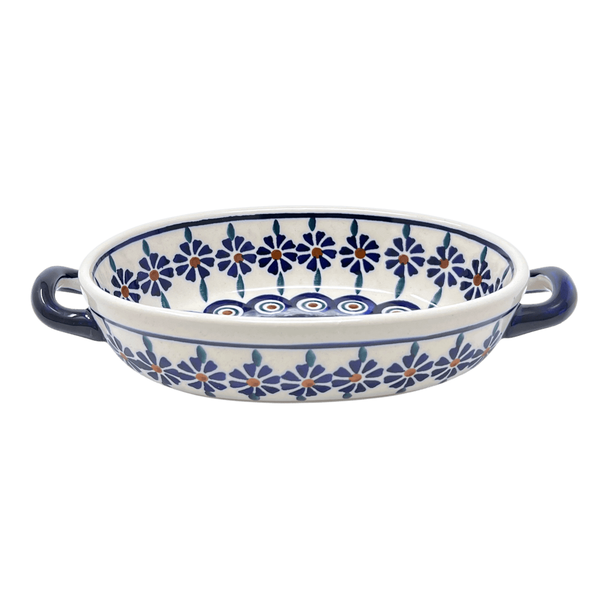 Baker, Oval, Handles, Small 8.5" x 4.75" in "Floral Peacock" by Manufaktura | P138T-54KK