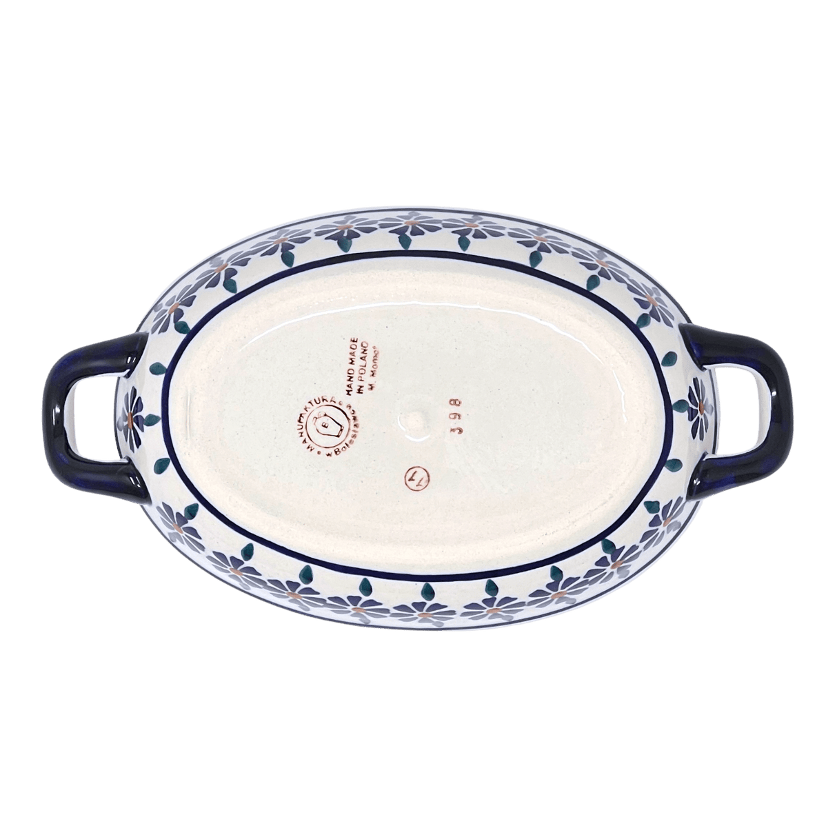 Baker, Oval, Handles, Small 8.5" x 4.75" in "Floral Peacock" by Manufaktura | P138T-54KK