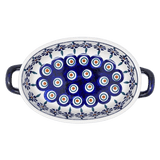 Baker, Oval, Handles, Small 8.5" x 4.75" in "Floral Peacock" by Manufaktura | P138T-54KK