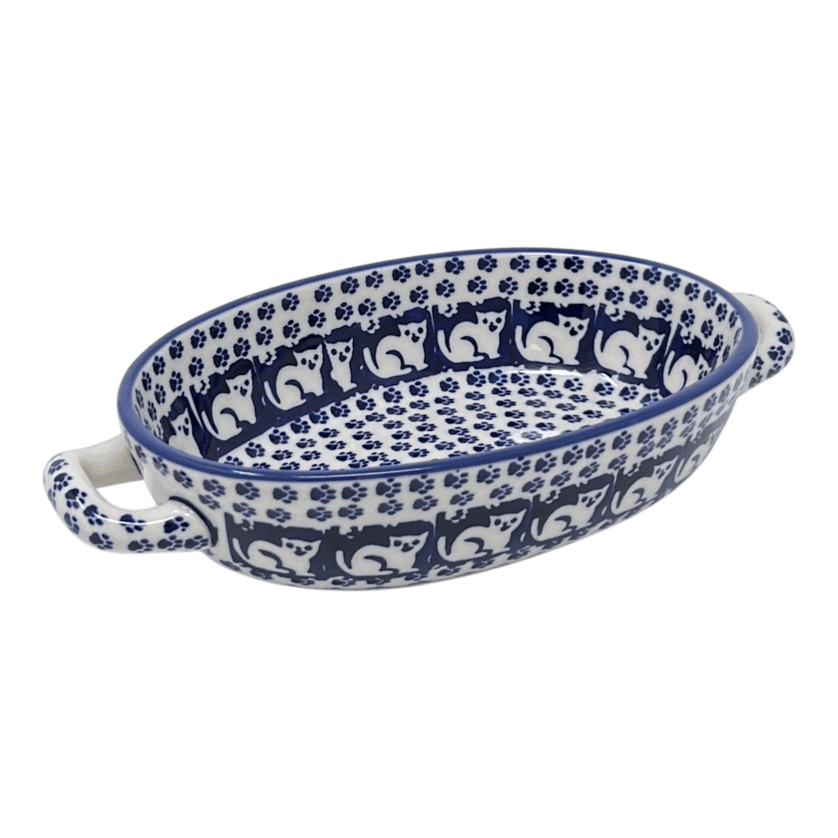 Baker, Oval, Handles, Small 8.5" x 4.75" in "Kitty Cat Path" by Manufaktura | P138T-KOT6
