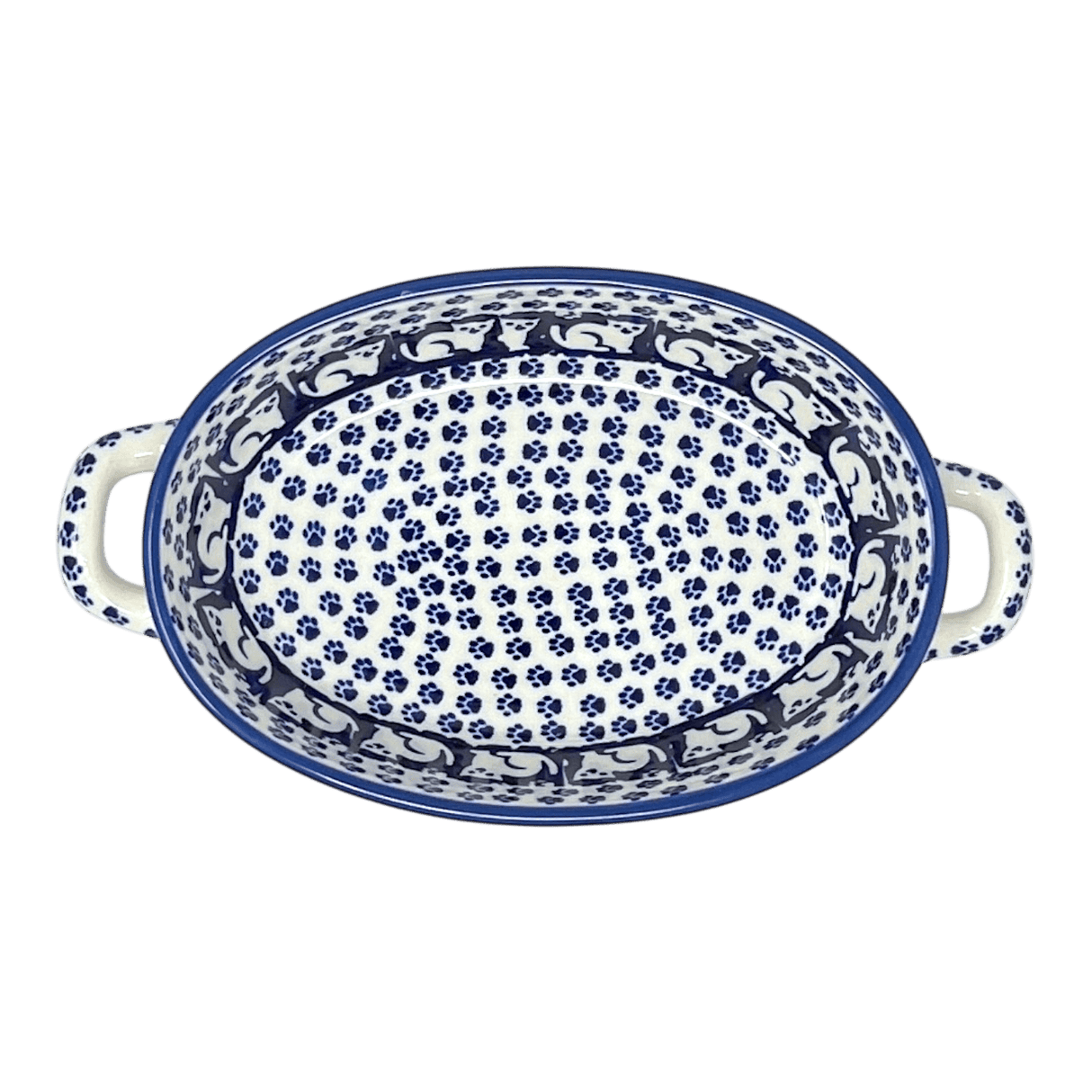 Baker, Oval, Handles, Small 8.5" x 4.75" in "Kitty Cat Path" by Manufaktura | P138T-KOT6