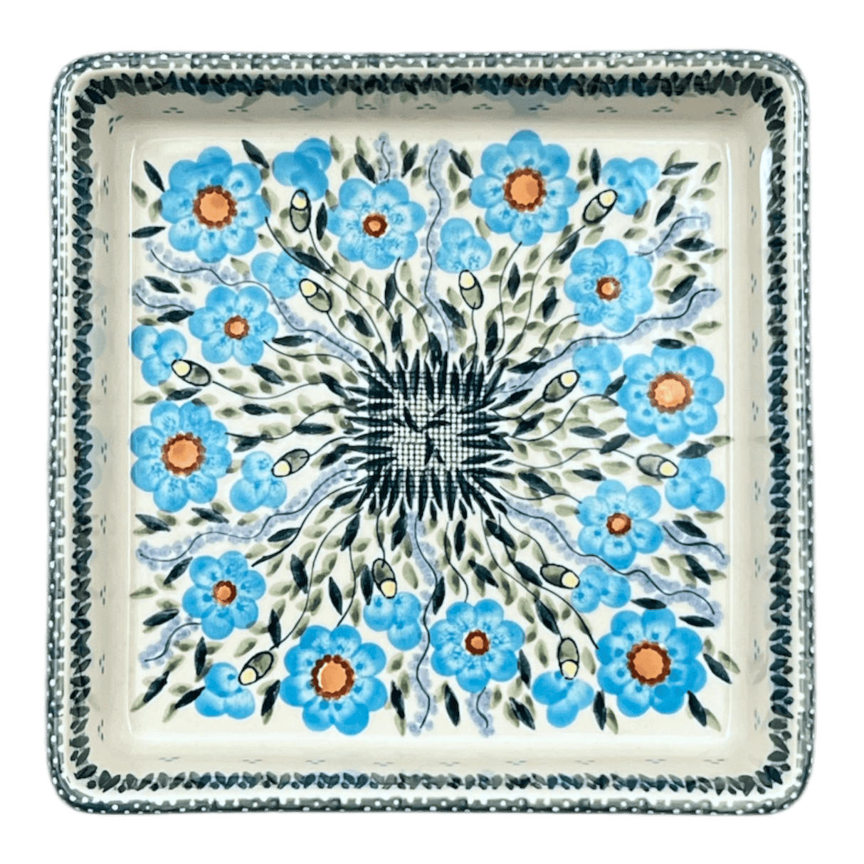 Baker, Square, 8" in "Baby Blue Blossoms" by Manufaktura | P151S-JS49