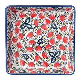 Polish Pottery 8" Square Baker (Strawberry Fields) | P151U-AS59 Additional Image at PolishPotteryOutlet.com