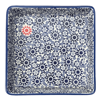 A picture of a Polish Pottery 8" Square Baker (One of a Kind) | P151U-AS77 as shown at PolishPotteryOutlet.com/products/8-square-baker-one-of-a-kind-p151u-as77