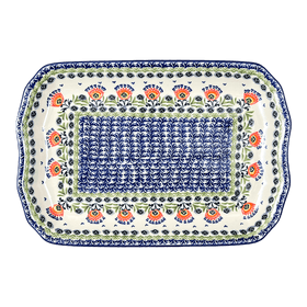 Polish Pottery Platter, Rectangular, 11.5" x 17" in "Floral Fans" by Manufaktura | P158S-P314 Additional Image at PolishPotteryOutlet.com